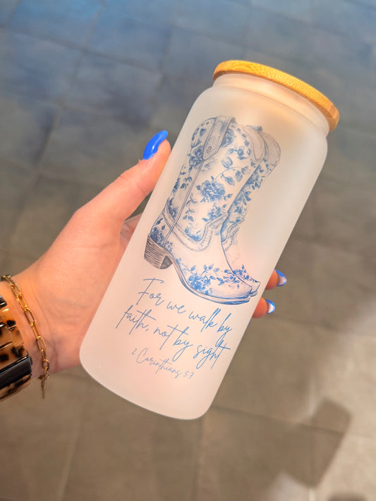 Blue Boots 2 Corinthians Glass Can