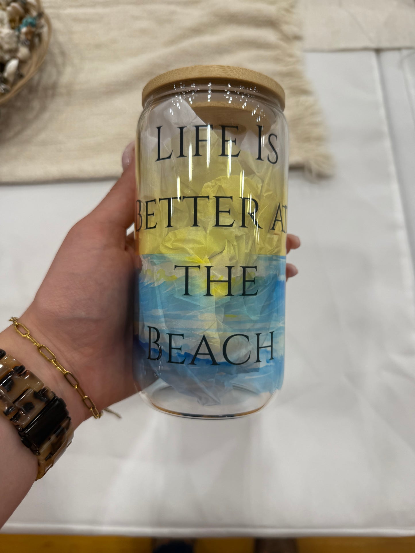 Life Is Better At The Beach Glass Can still need clear pictures