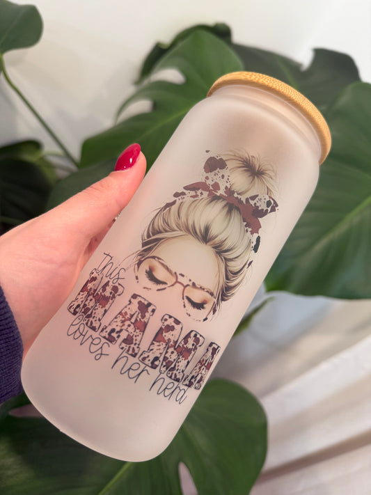 Mama Loves Her Herd Glass Can