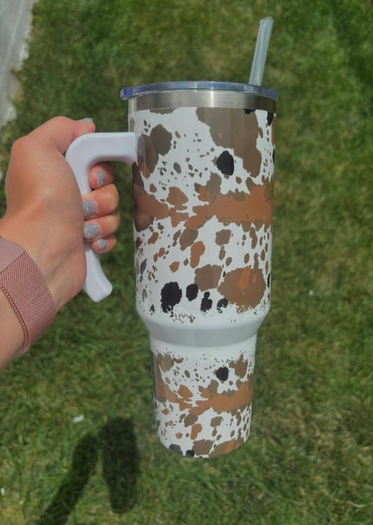 Brown Cowhide 40oz Tumbler