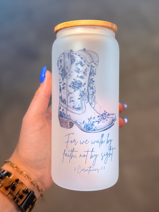 Blue Boots 2 Corinthians Glass Can