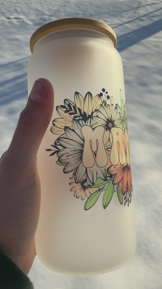 Mama Flowers Glass Can